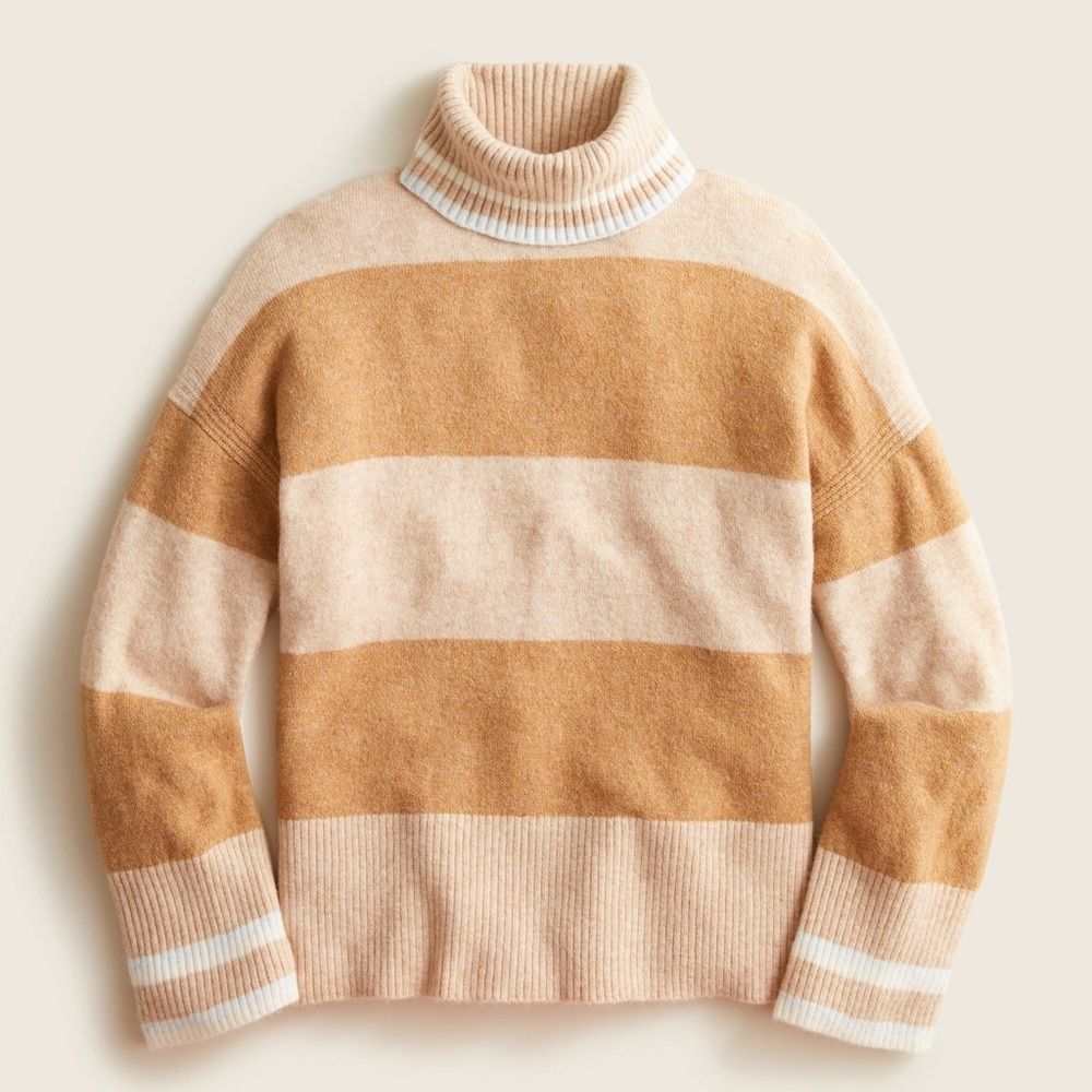 EUC J. Crew Striped Turtleneck Sweater in Supersoft Yarn alpaca wool blend S